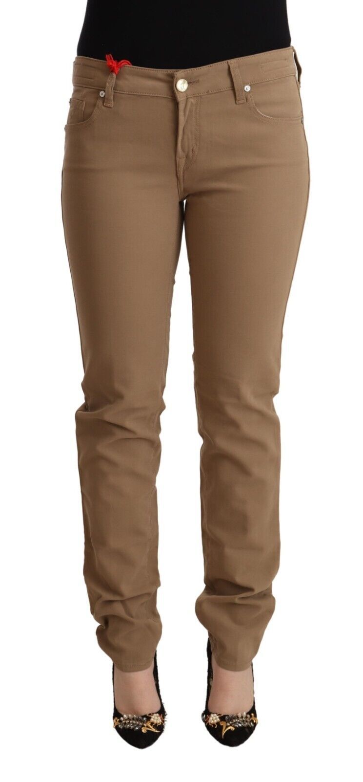 Jacob Cohen Brown Cotton Stretch Mid Waist Skinny Pants