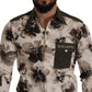 Dolce & Gabbana Green Beige Floral Cotton Stretch Exclusive Shirt