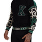 Dolce & Gabbana Black Green Cotton KING Star Crewneck Pullover Sweater