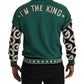 Dolce & Gabbana Black Green Cotton KING Star Crewneck Pullover Sweater