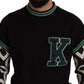 Dolce & Gabbana Black Green Cotton KING Star Crewneck Pullover Sweater