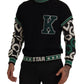 Dolce & Gabbana Black Green Cotton KING Star Crewneck Pullover Sweater