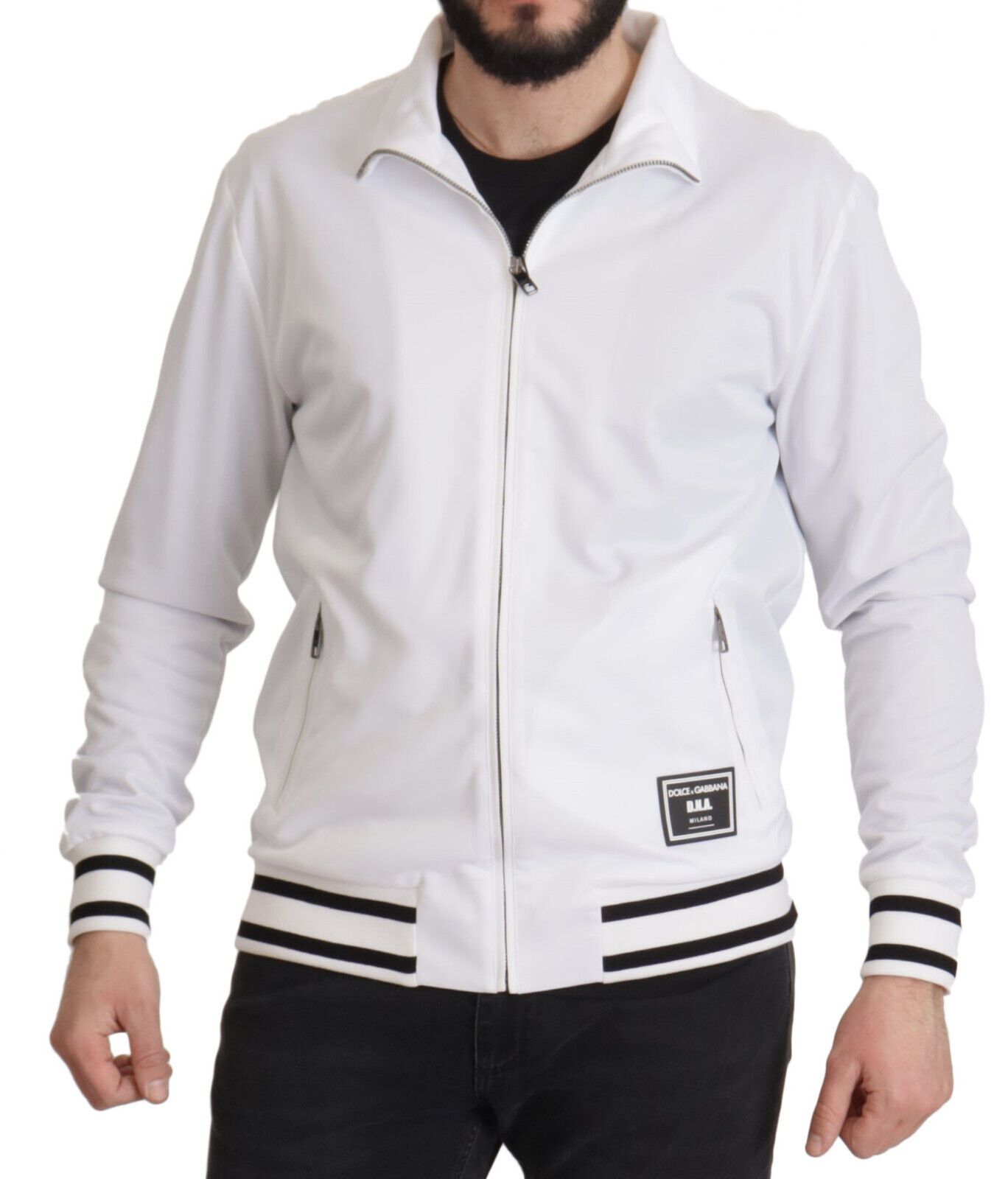 Dolce & Gabbana White DG D.N.A. Zipper Stretch Sweater