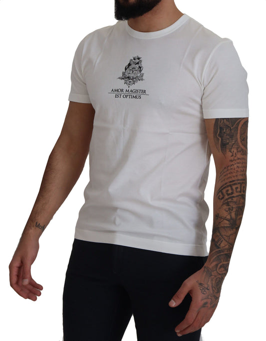 Dolce & Gabbana White Logo Cotton Amor Magister T-shirt