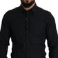 Dolce & Gabbana Black Cotton GOLD Slim Fit Dress Shirt