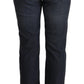 MARGHI LO' Dark Blue Cotton Straight Denim Jeans