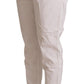 Met White Cotton Mid Waist Tapered Cropped Pants