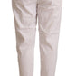 Met White Cotton Mid Waist Tapered Cropped Pants