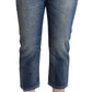 Dondup Blue Washed Mid Waist Capri Denim Jeans