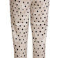 Ermanno Scervino White Polka Dotted High Waist Tapered Pants