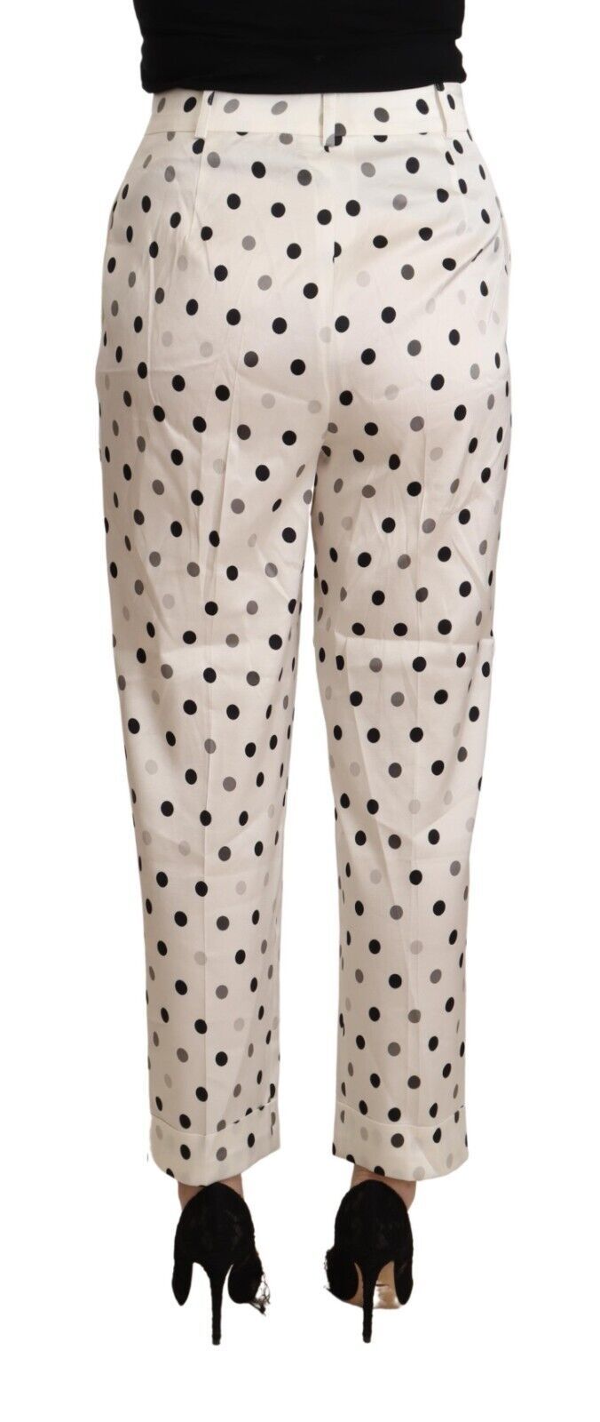 Ermanno Scervino White Polka Dotted High Waist Tapered Pants