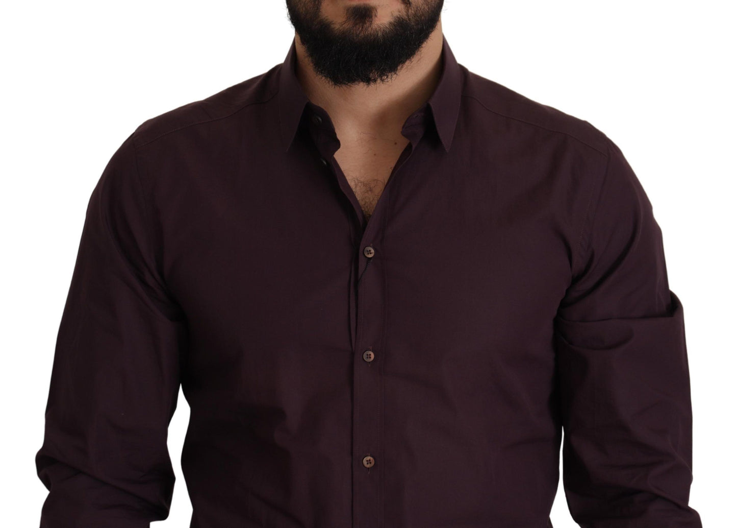 Dolce & Gabbana Purple Cotton GOLD Slim Fit Dress Shirt