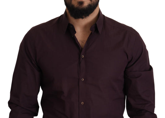 Dolce & Gabbana Purple Cotton GOLD Slim Fit Dress Shirt