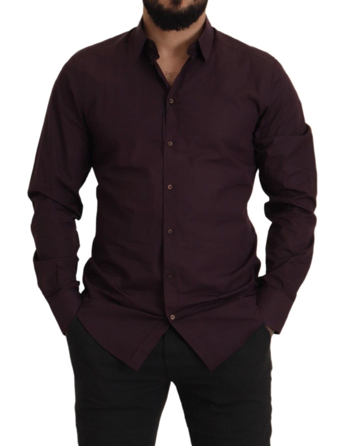 Dolce & Gabbana Purple Cotton GOLD Slim Fit Dress Shirt