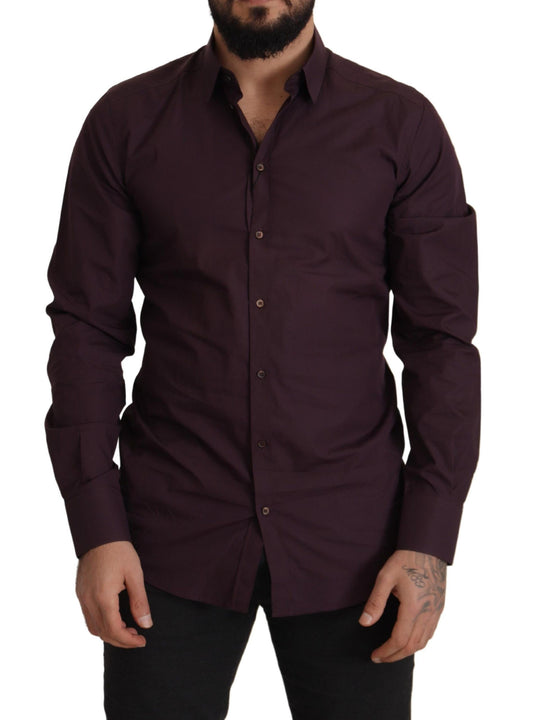 Dolce & Gabbana Purple Cotton GOLD Slim Fit Dress Shirt