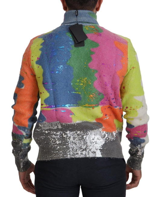 Dolce & Gabbana Multicolor Turtleneck Pullover Mohair Sweater