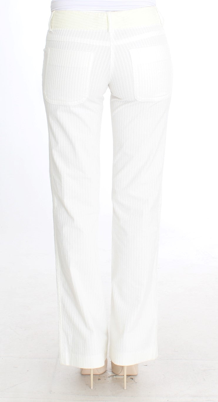 Ermanno Scervino White Striped Straight Fit Pants