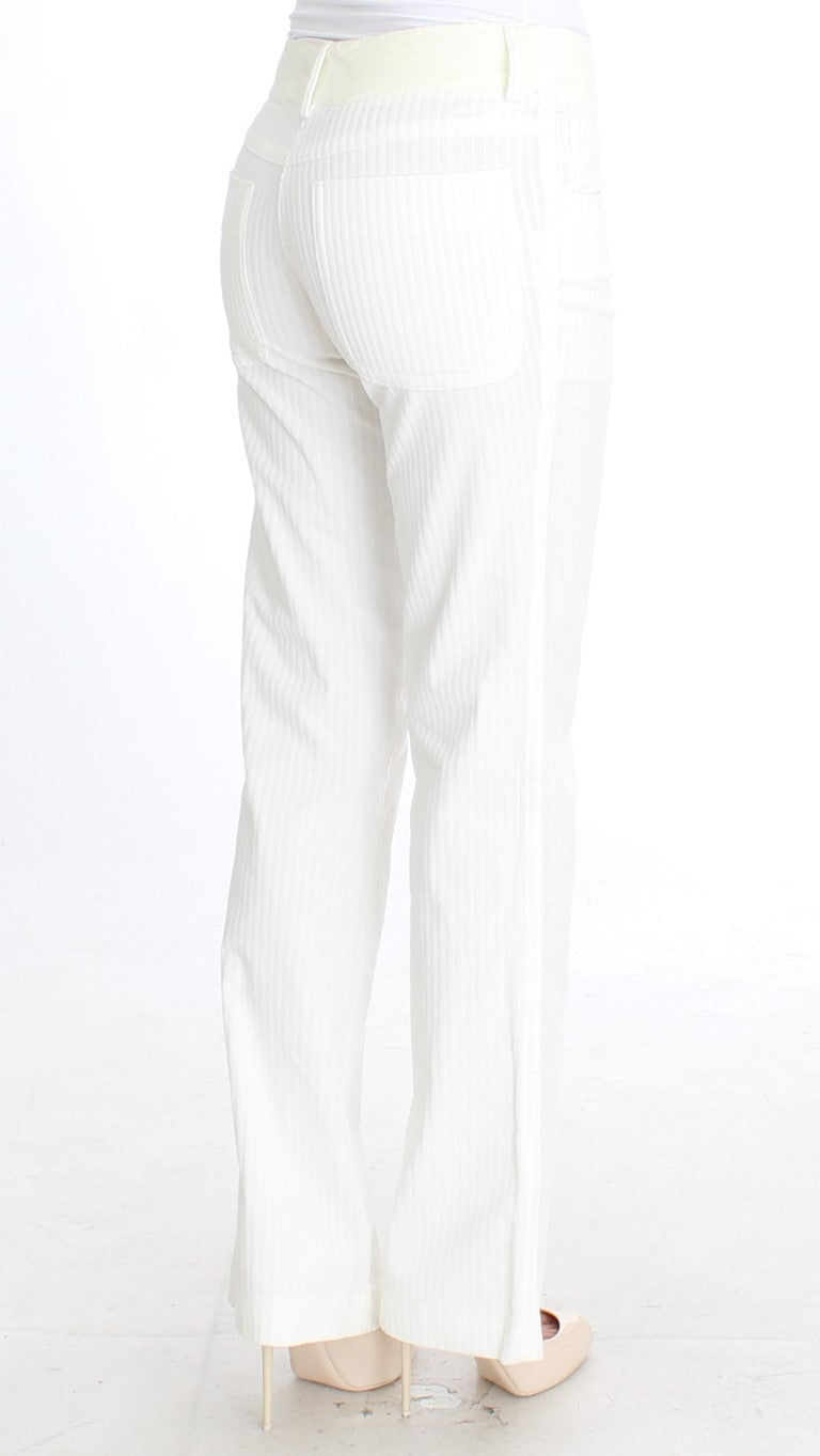 Ermanno Scervino White Striped Straight Fit Pants