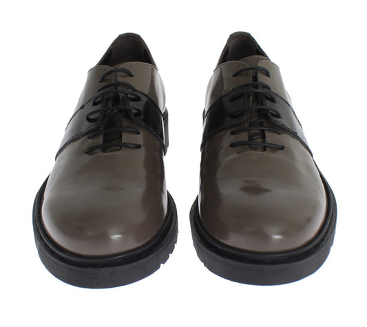 AI_ Gray Brown Leather Laceups Shoes