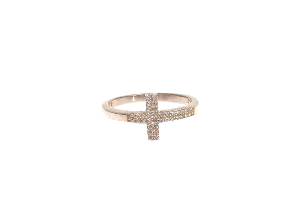 Nialaya Silver CZ Cross 925 Ring