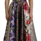 Dolce & Gabbana Multicolor Pachwork Print Floral Jaquard Silk Midi  Dress