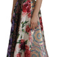 Dolce & Gabbana Multicolor Pachwork Print Floral Jaquard Silk Midi  Dress