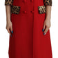 Dolce & Gabbana Elegant Red Leopard Trench Coat