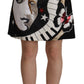 Dolce & Gabbana Black Love Clock Sequined Piano Skirt