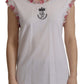 Dolce & Gabbana White DG Crown Floral Sequin T-shirt