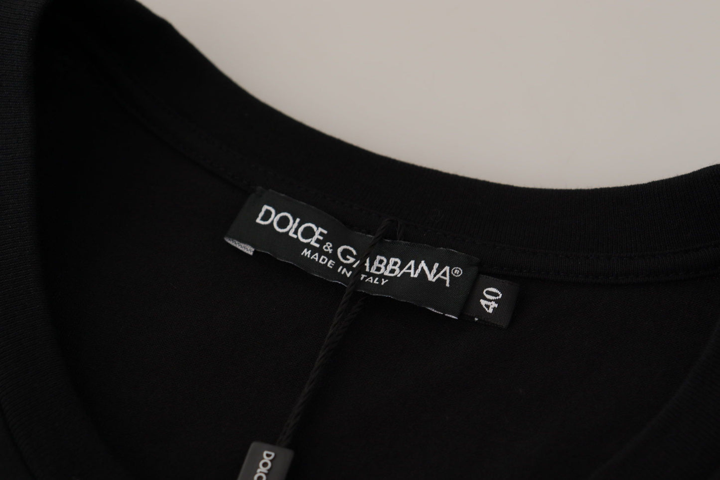 Dolce & Gabbana Black Logo Motive Crewneck Cotton T-shirt