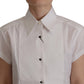 Dolce & Gabbana White Sleeveless Tuxedo Formal Blouse Top