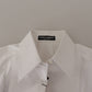 Dolce & Gabbana White Sleeveless Tuxedo Formal Blouse Top