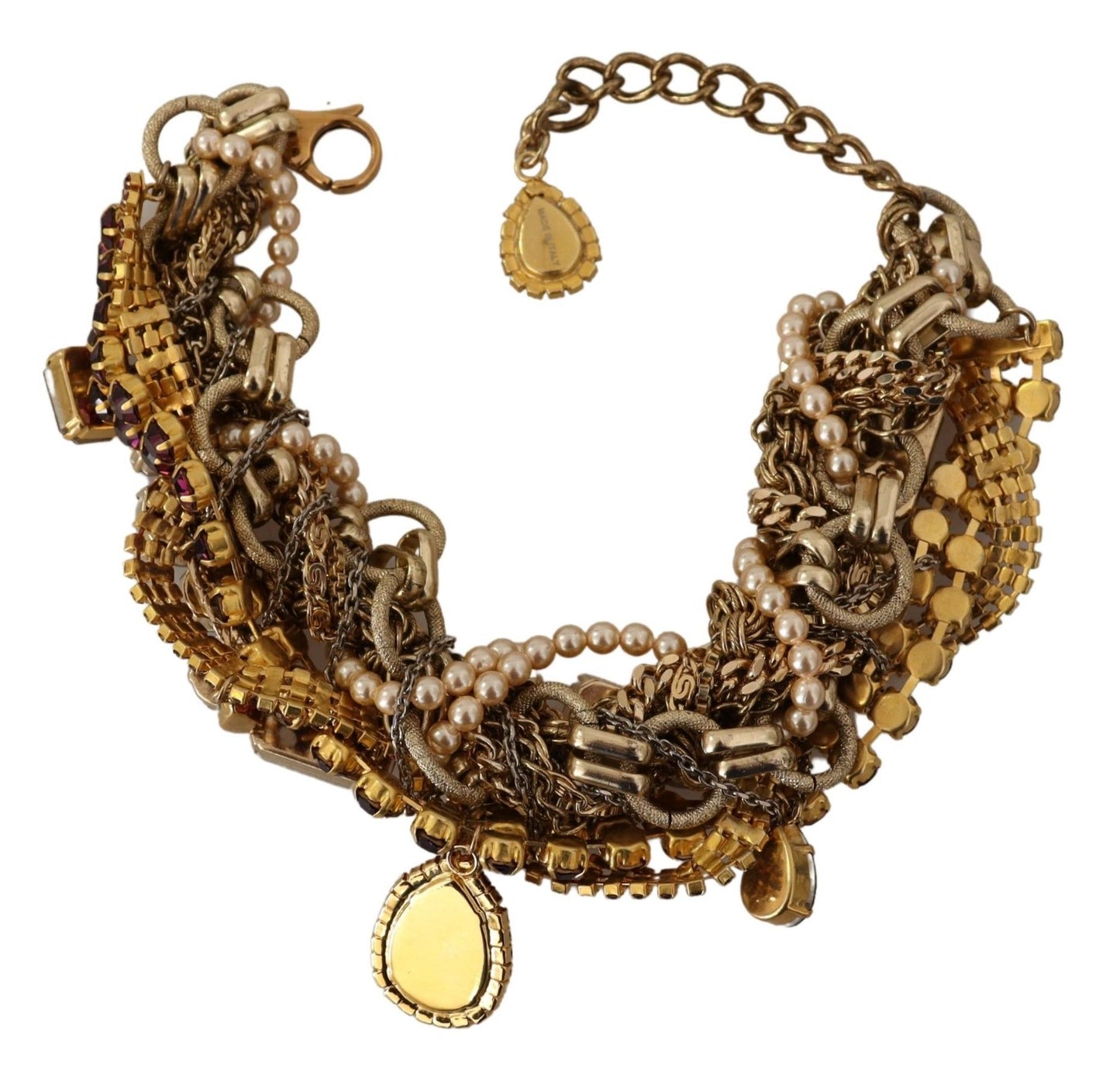 Dolce & Gabbana Gold Brass Sicily Purple Crystal Necklace