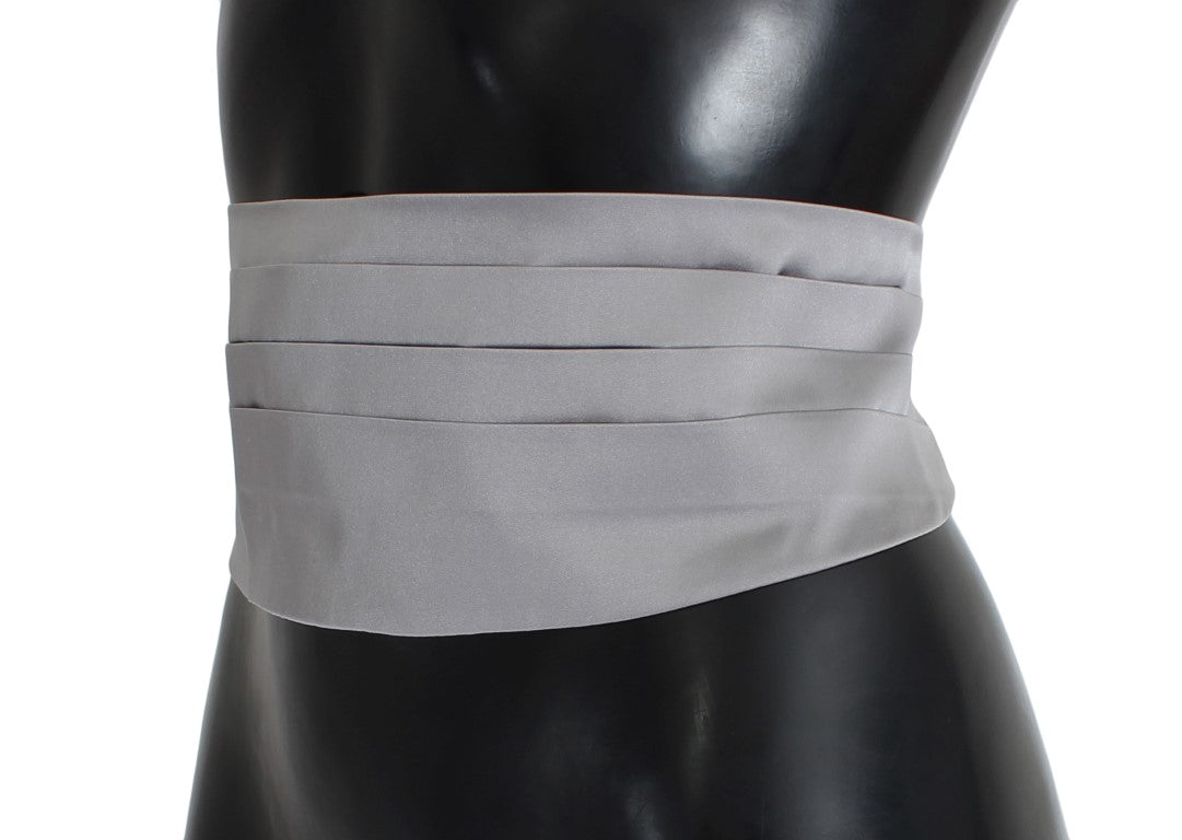 Dolce & Gabbana Gray Waist Belt Silk Cummerbund