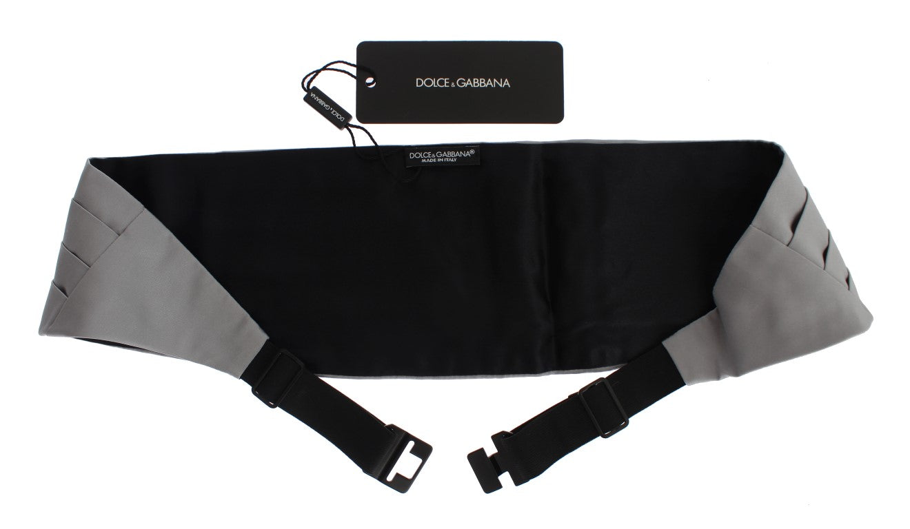 Dolce & Gabbana Gray Waist Belt Silk Cummerbund