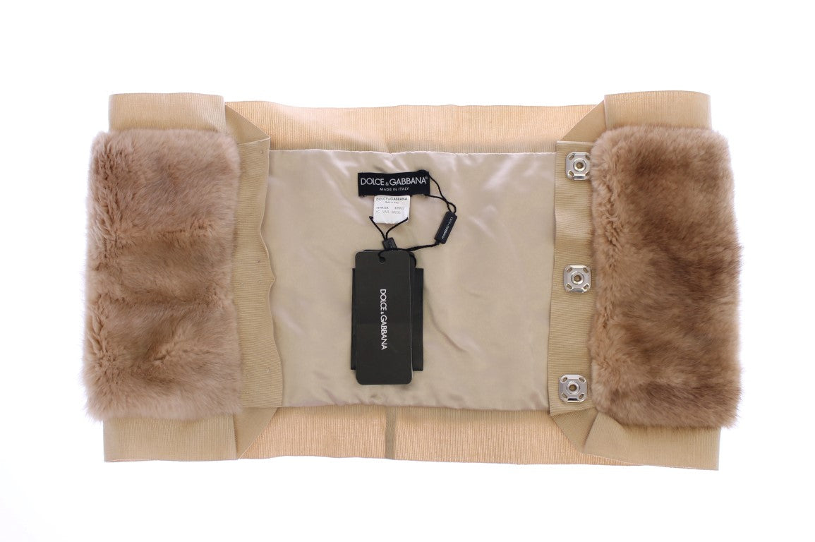 Dolce & Gabbana Beige MINK Fur Scarf Foulard Neck Wrap