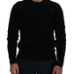 Dolce & Gabbana Black Wool Logo Pattern Crewneck Pullover Sweater