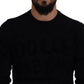 Dolce & Gabbana Black Wool Logo Pattern Crewneck Pullover Sweater