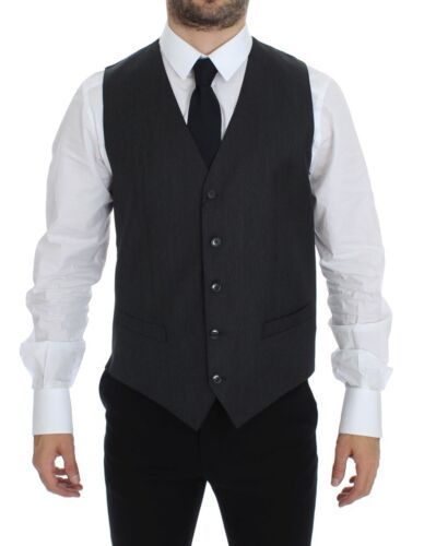 Dolce & Gabbana Gray Wool Formal Dress Vest Gilet Weste