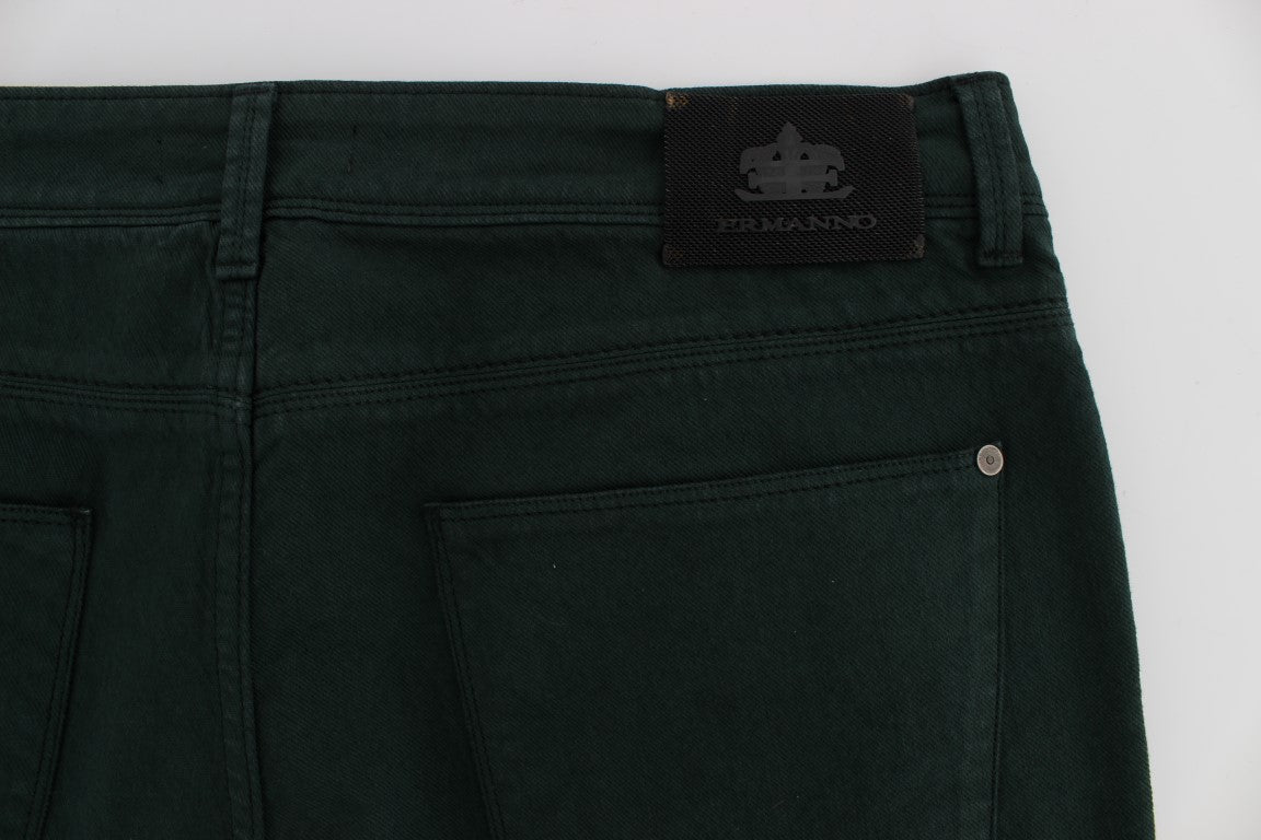 Ermanno Scervino Green Cotton Denim Stretch Straight Fit Jeans