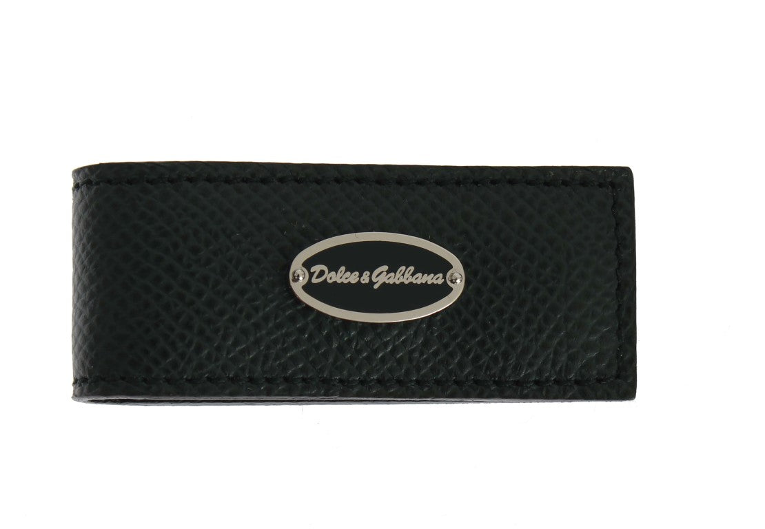 Dolce & Gabbana Green Leather Magnet Money Clip