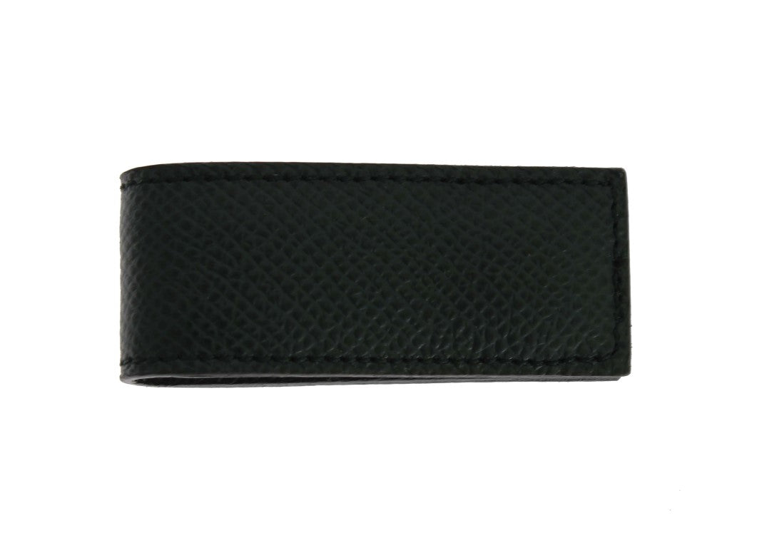 Dolce & Gabbana Green Leather Magnet Money Clip