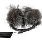 Dolce & Gabbana Gray Fox Fur Crystal Ear Muffs