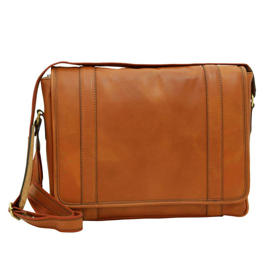 Old Angler Gold Soft Calfskin Leather Messenger Bag
