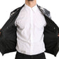 Dolce & Gabbana Black Silk Banana Leaf Print Bomber Jacket