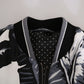 Dolce & Gabbana Black Silk Banana Leaf Print Bomber Jacket