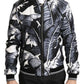 Dolce & Gabbana Black Silk Banana Leaf Print Bomber Jacket