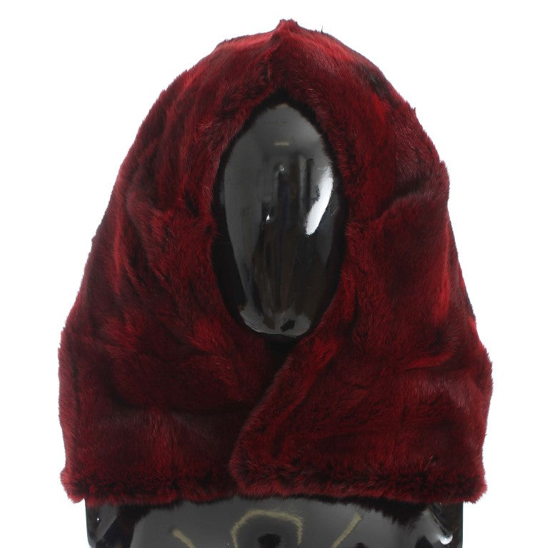 Dolce & Gabbana Bordeaux Hamster Fur Crochet Hood Scarf Hat