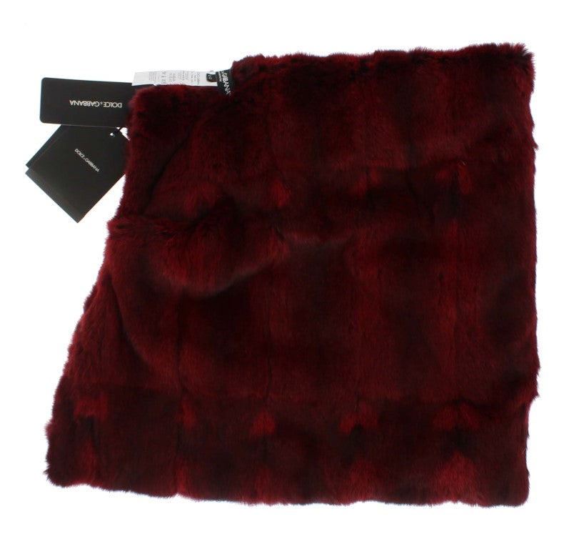 Dolce & Gabbana Bordeaux Hamster Fur Crochet Hood Scarf Hat