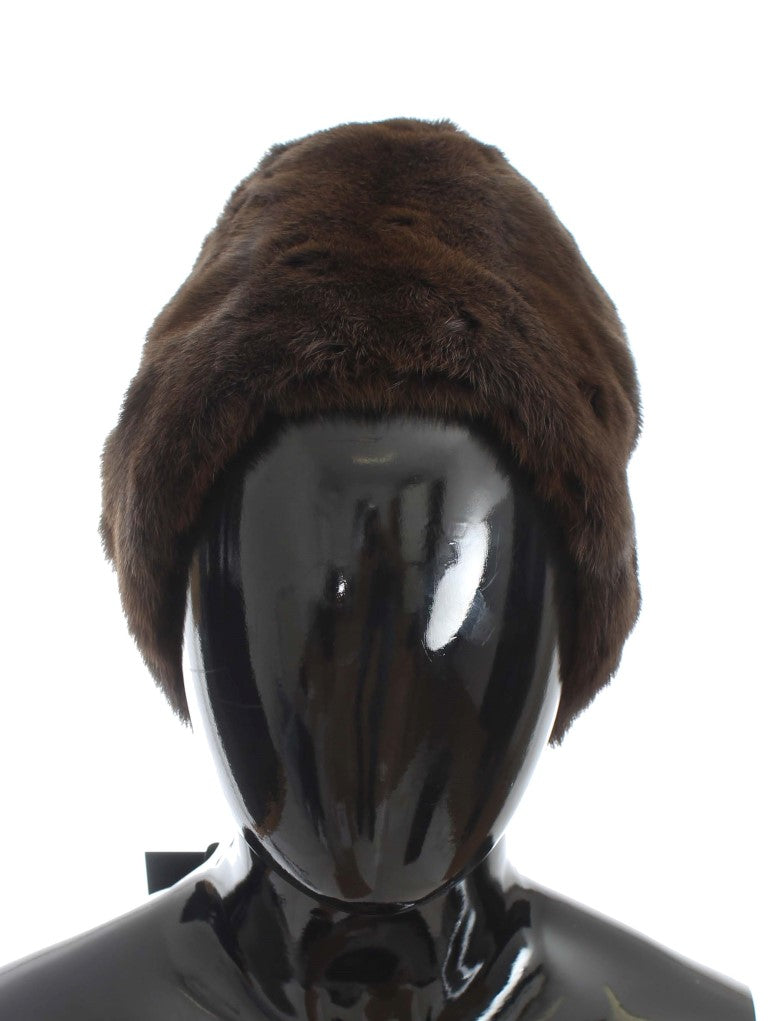 Dolce & Gabbana Brown Weasel Fur Womens Cashmere Hat